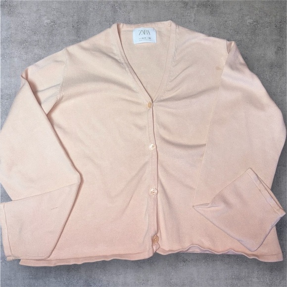 Zara Cream Knit Sweater V-Neck - Picture 1 of 4